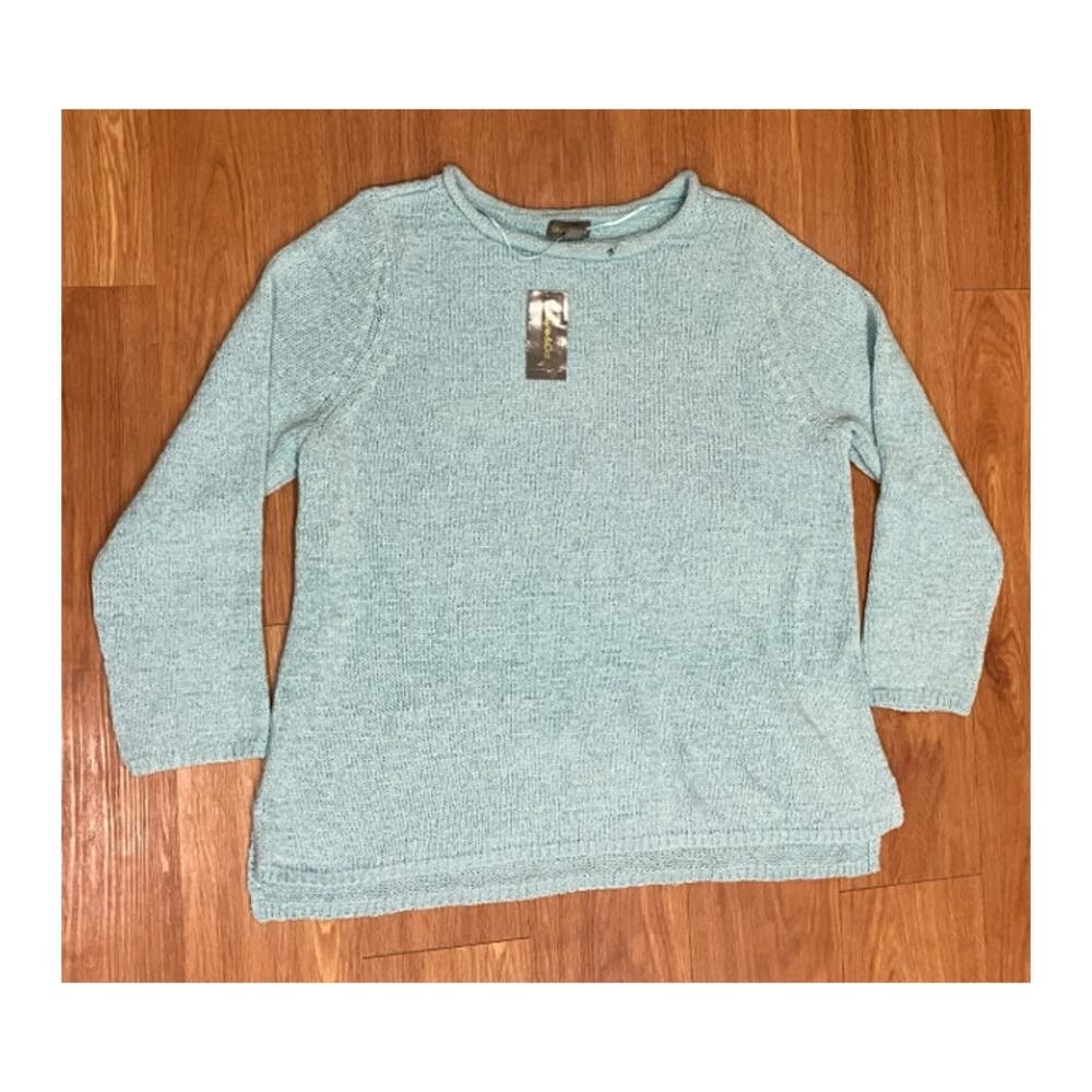 Style & Co Women's Tape Yarn Roll Neck Sweater Blue Size XXL